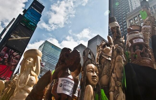 Ton of ivory crushed in Times Square to highlight poaching