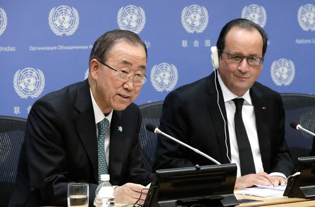 En vísperas de la inauguración de la COP21, Ban Ki-moon se reúne con el presidente francés