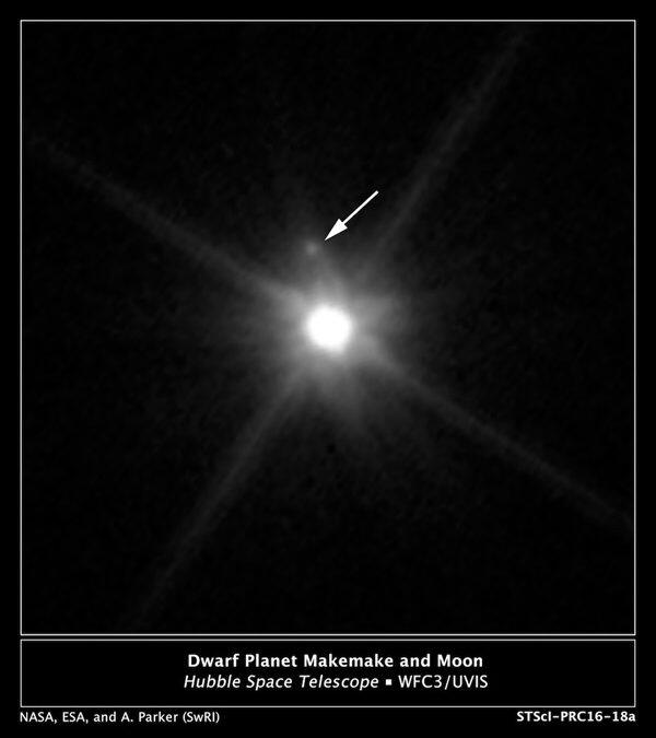 A Moon Hiding Around Makemake in Hubble Data