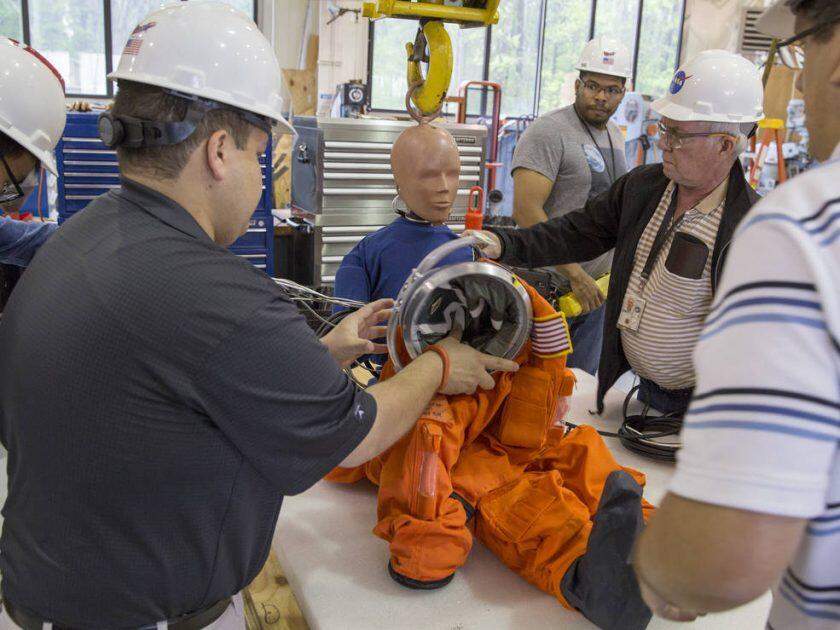 Orion Test Dummies suit up for next drop test.