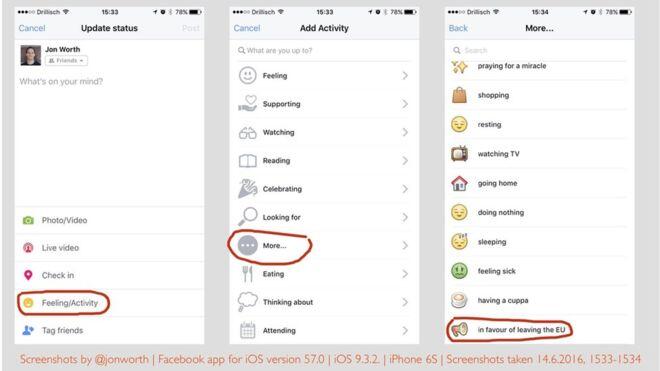 Facebook removes EU referendum status suggestions