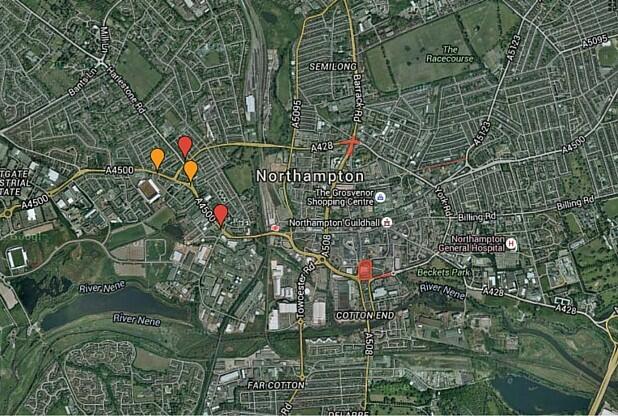 Illegally high air pollution in Northampton is mapped out a week after town had worst level in UK