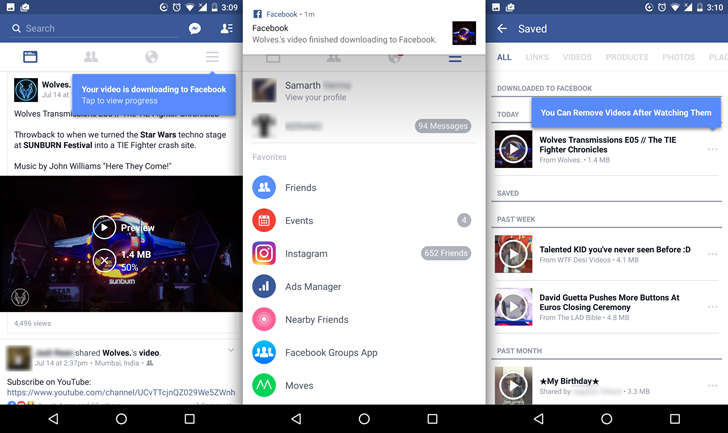 Facebook’s Android app can now save offline videos