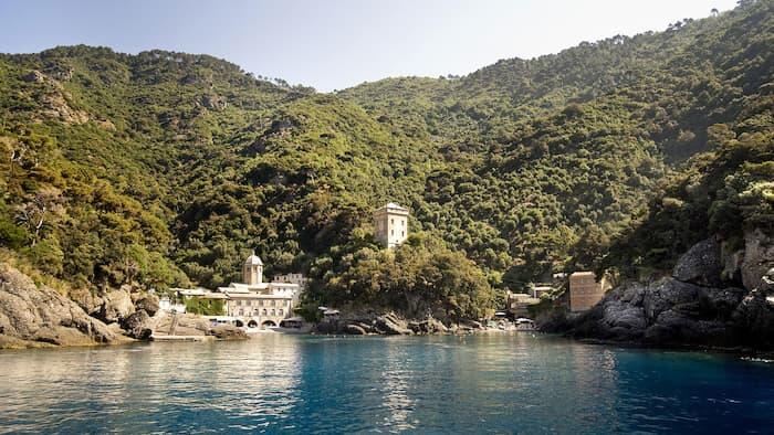 A cottage only accessible by sea in San Fruttuoso, Italy