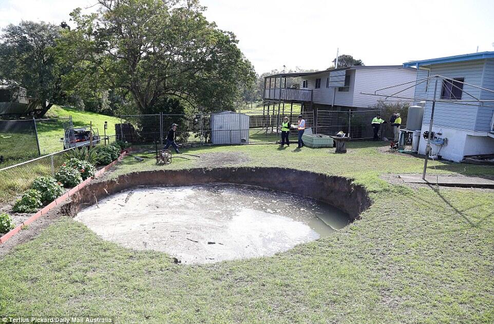 VIDEO: Sinkhole swallows part of a backyard in Australia