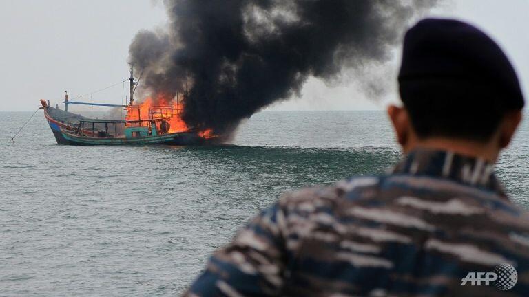 Indonesia sinks illegal fishing vessels ahead of national day