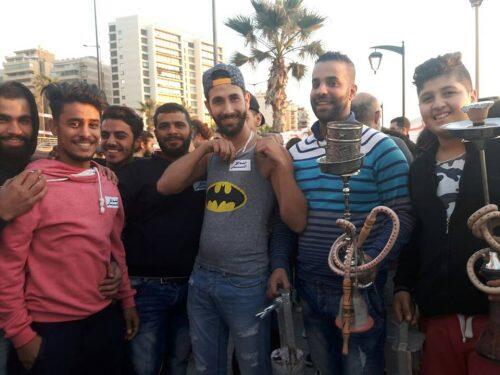 A group of young men came straight from a football match to "Ramlet al Bayda" protest. (Greenarea.me)