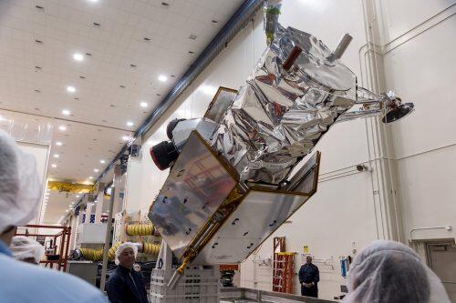 DigitalGlobe's WorldView-4 spacecraft undergoes inspection by engineers at Lockheed Martin before being sent to Vandenberg Air Force Base in California. Credit: Lockheed Martin