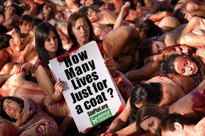 Anti-fur activists bare all in Barcelona