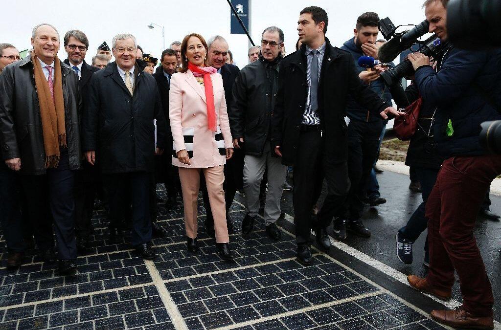 Road paved with solar panels powers French town