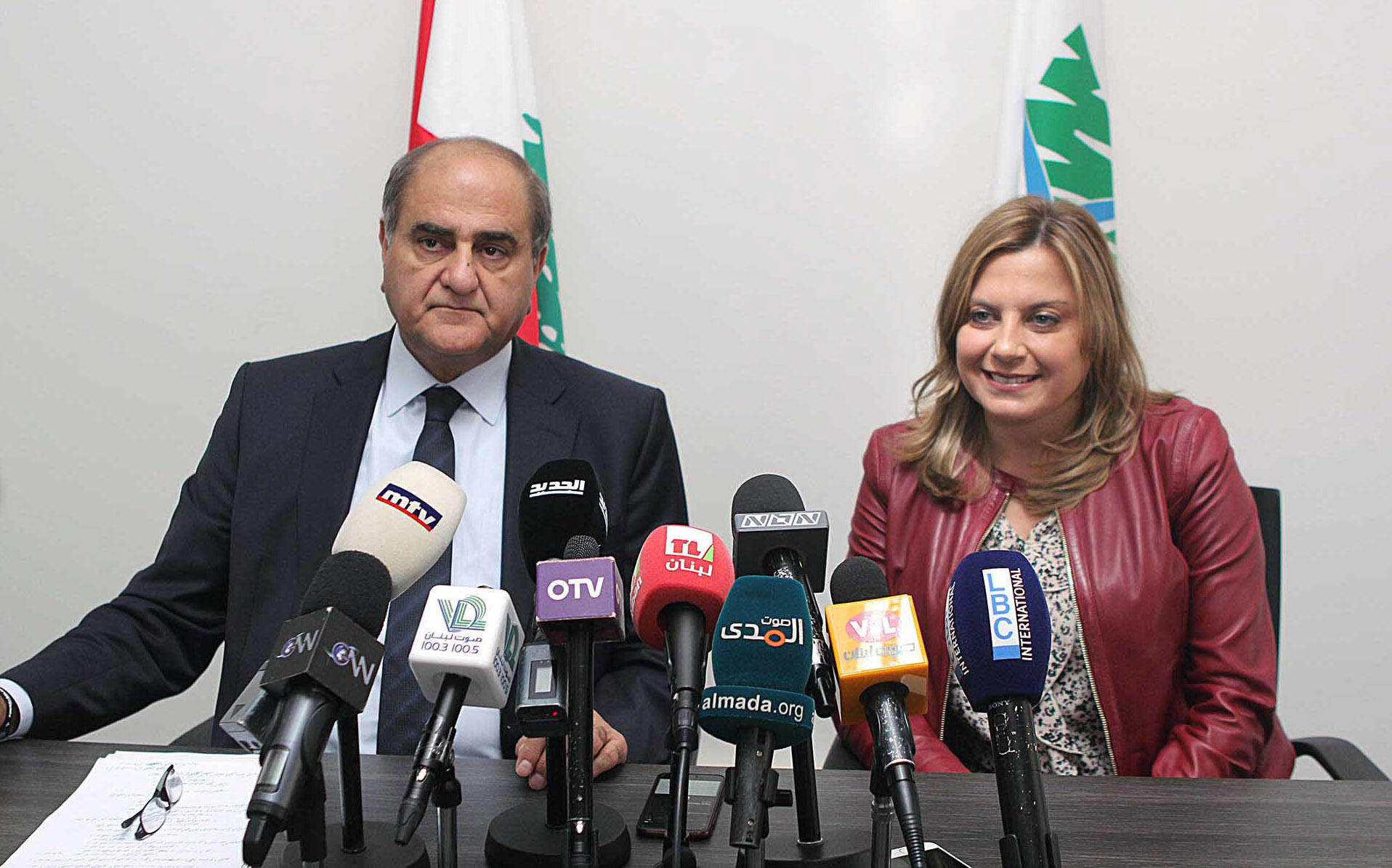 Press-Conference-For-Minister-Tarek-El-Khatib-Ms-Claudine-Aoun