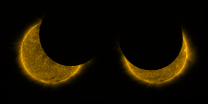 Eclipse solar parcial desde el espacio